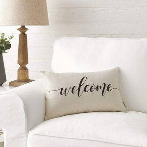 New 12" x 20" Welcome Quote Farmhouse Pillow Cover